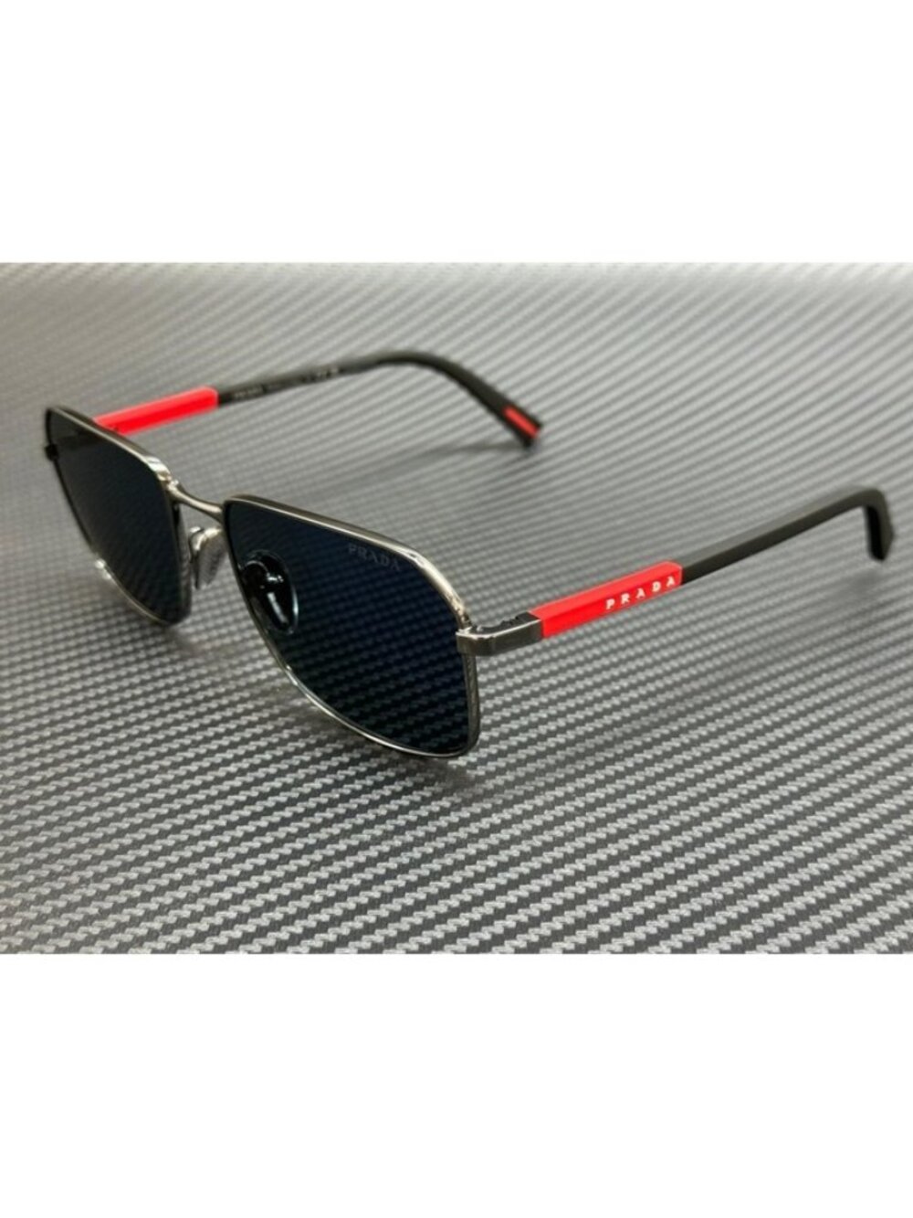 New Prada Linea Rossa Men Gunmetal Sunglasses 57-18-145